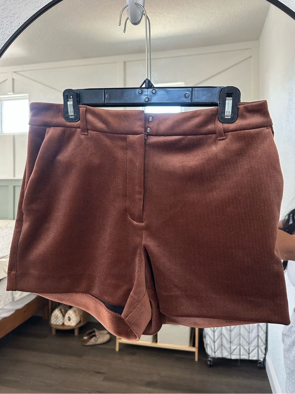 Express Rust Corduroy High-Rise Jean Shorts